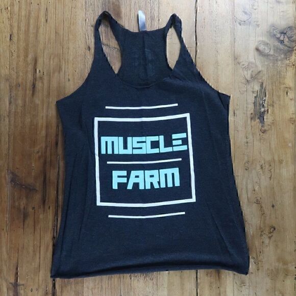 MUSCLE FARM BLACK TANK TOP SIZE MEDIUM - Picture 1 of 4